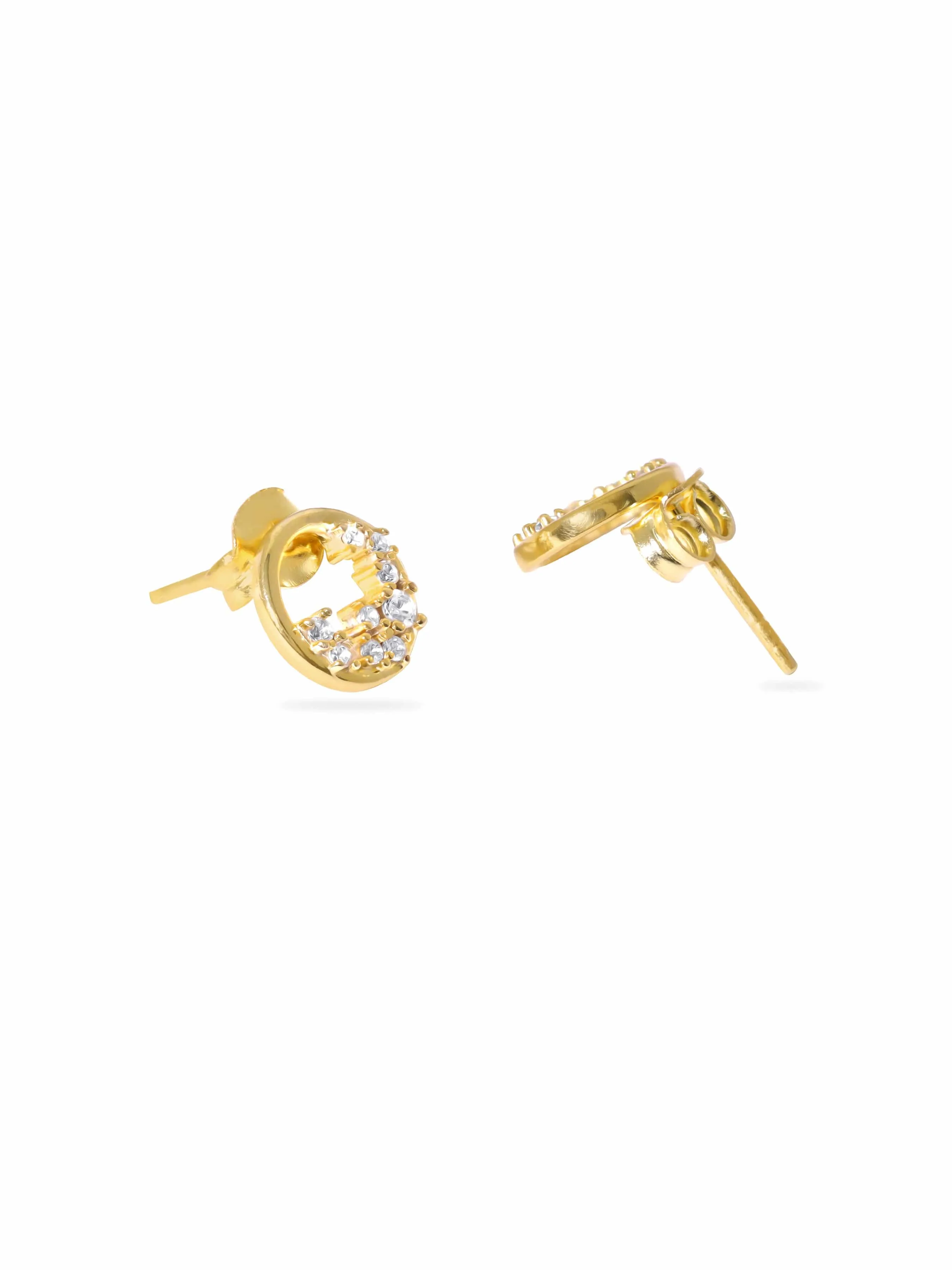 Rubans Silver 22k gold plated 925 starling silver zirconia studded contemporary Stud earring